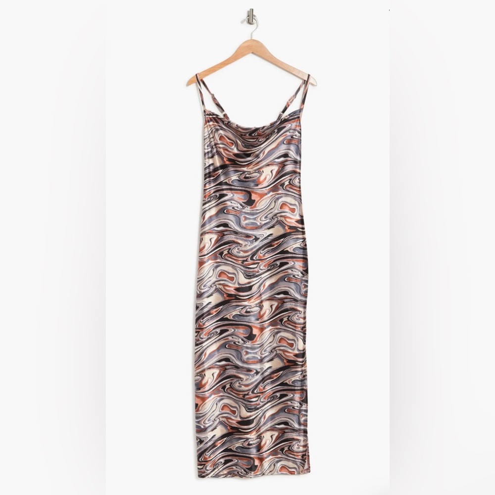 Love x Design | Christina Cowl Neck Swirl Satin Dress